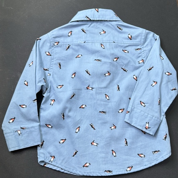 ORIGINAL PENGUIN Button-down long sleeve shirt Faded denim w penguins Sz 18m NWT - Picture 10 of 11